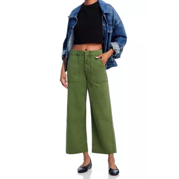 Pistola 29 Army Green Wide Leg Cropped Cargo Utility Pants Sophia $158 - Picture 2 of 8
